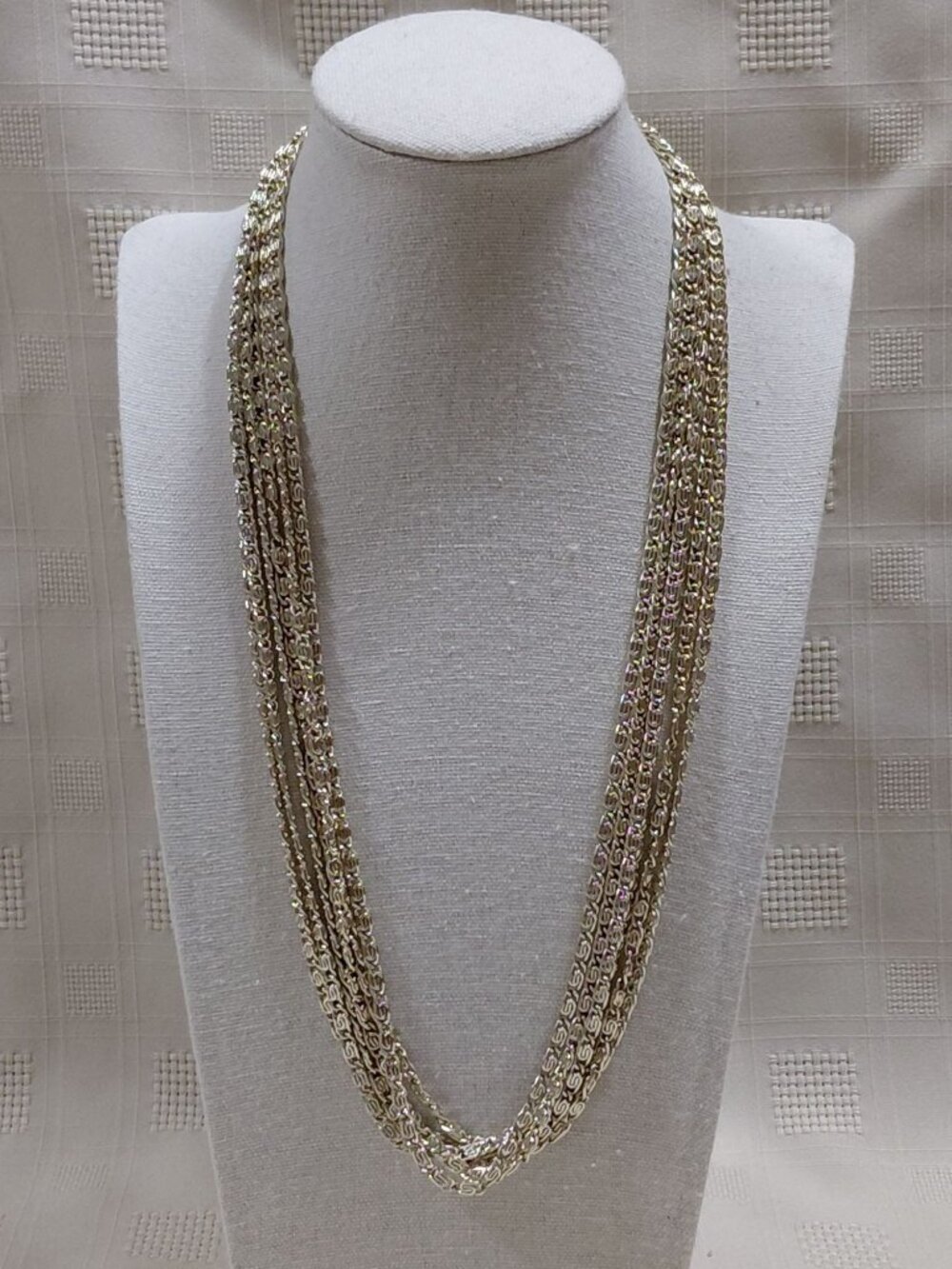 Vtg Tara Multi Strand Gold-Tone Spiral Links Necklace Elegant Foldover 22"